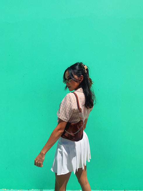 Vintage Summer Checked Top// Tan *HAI'S PICK*